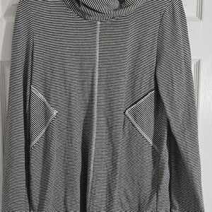 Anthropologie Womans Small Striped Cowl Neck Sweater in Black and White.Outdoor.